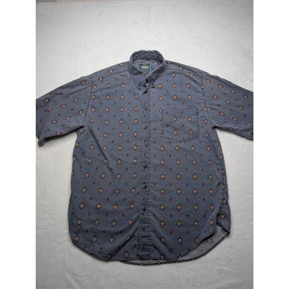 Woolrich Vintage Mens Short Sleeve Button Down Shirt -  Medium Diamond Pattern - Picture 2 of 5